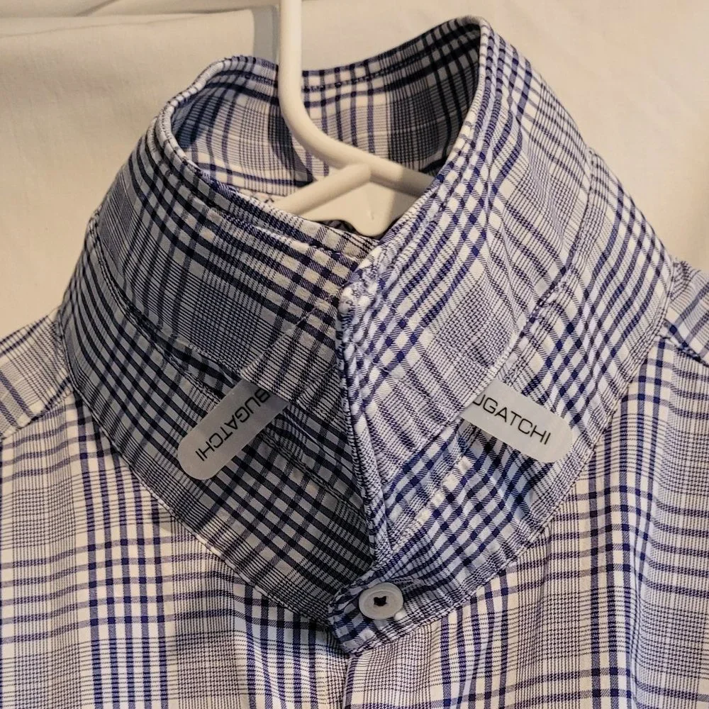 Bugatchi Shaped fit button up- Navy/White plaid pattern- Size XXL - Picture 7 of 10